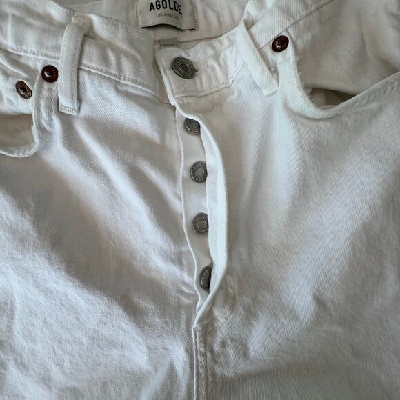 AGOLDE Riley Long High-Rise Straight Jeans sour cream‎ white 28 - Picture 12 of 12
